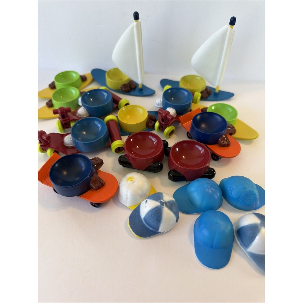 Easter Egg Holders Cups Vintage Surfboard Boat Cars Novelty Toy Lot Paper Magic